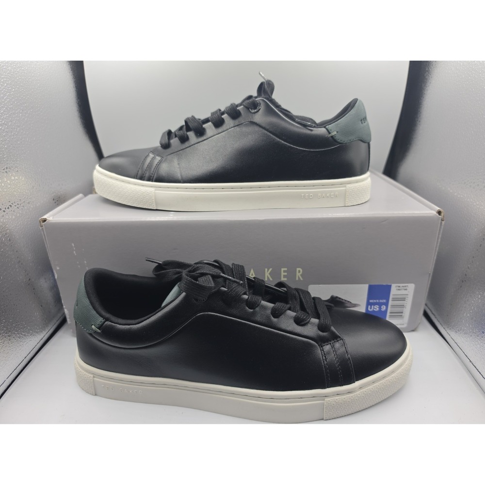Ted Baker: Black Leather Sneakers Shoes Mens Size 9 New In Box